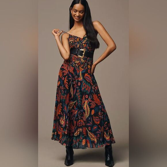 Anthropologie Dresses & Skirts - New Farm Rio Anthropologie Sleeveless Long Midi Slip Dress Pleade Sz L Boho